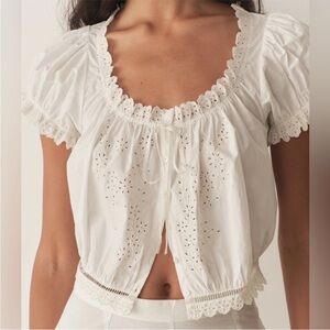 Doen Nera White Lace Blouse Top